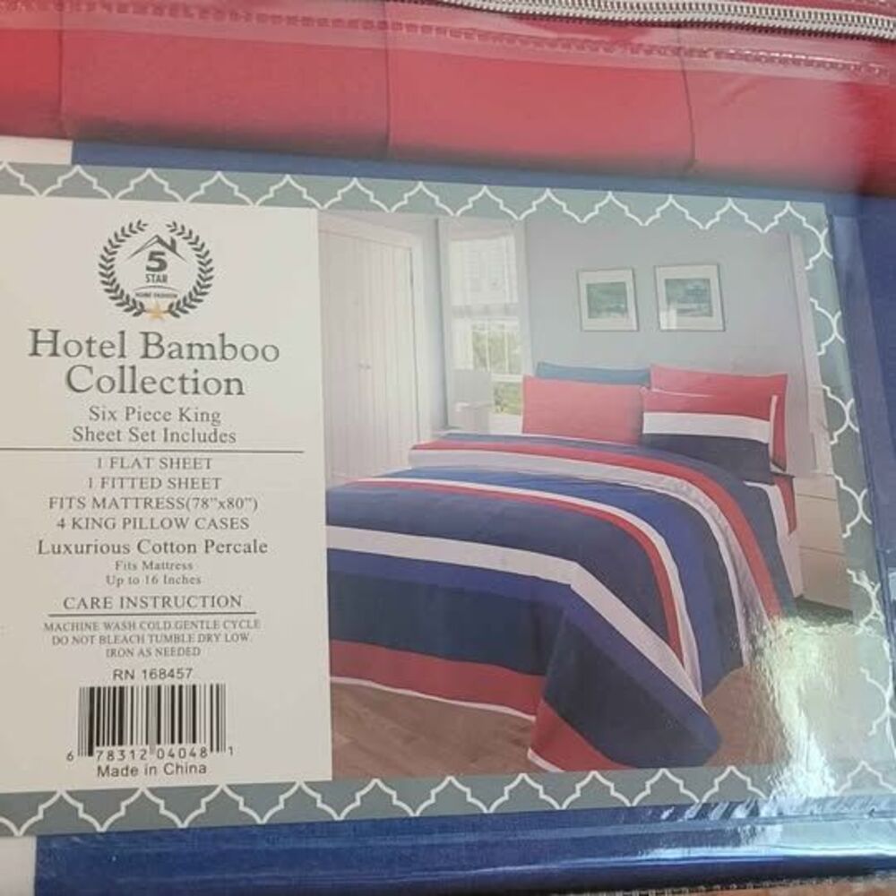 King size Sheets Red White & Blue